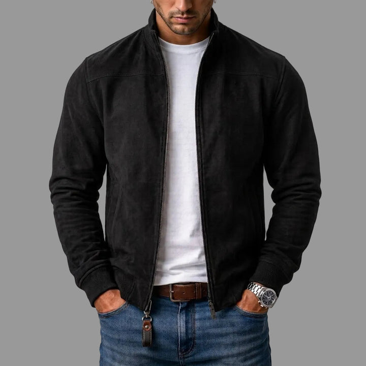SUEDE RIBBED BOMBER JACKET FOR MEN