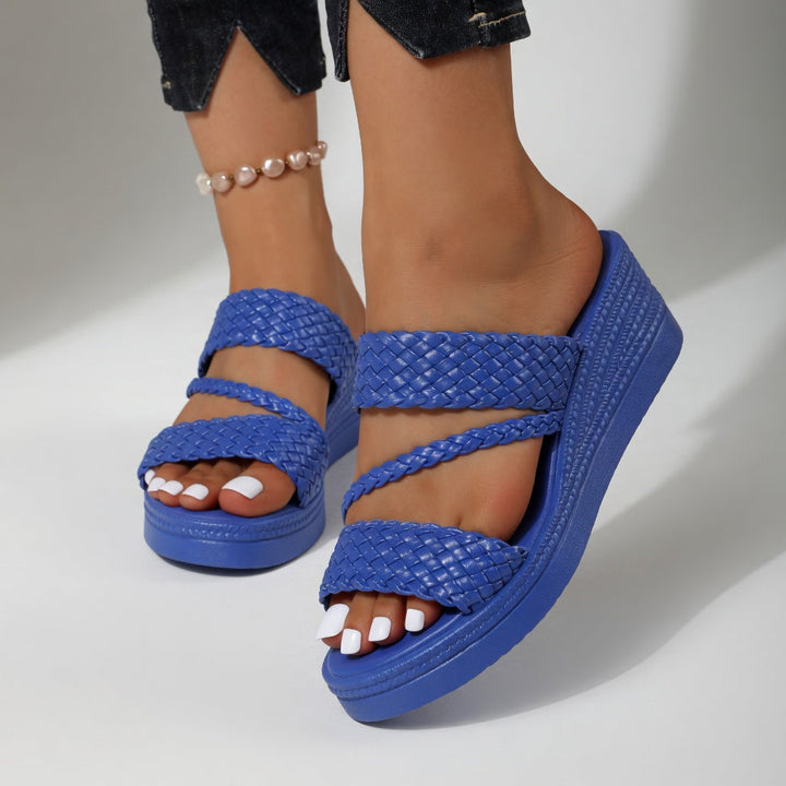 BEAUMONT NICE | SLIDES TRESSÉS À TALON COMPENSÉ POUR FEMMES