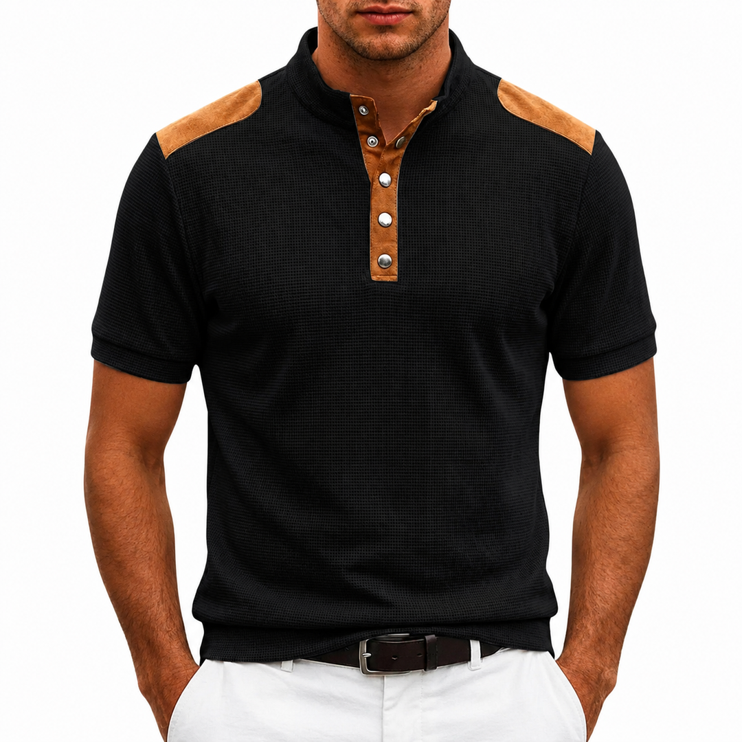 CONTRAST PANEL HENLEY SHIRT FOR MEN