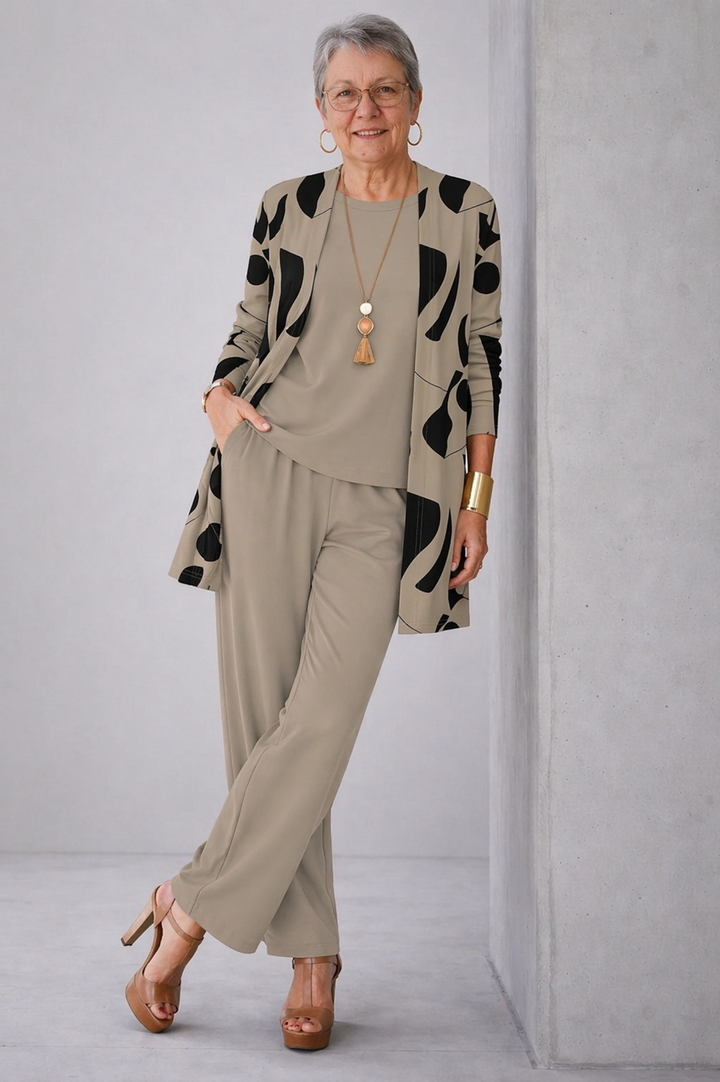 BEAUMONT NICE | ENSEMBLE TROIS PIÈCES À MOTIF ABSTRAIT POUR FEMMES