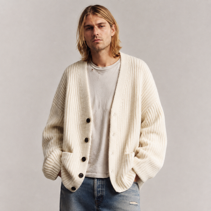 OVERSIZED V-NECK CARDIGAN FOR MEN