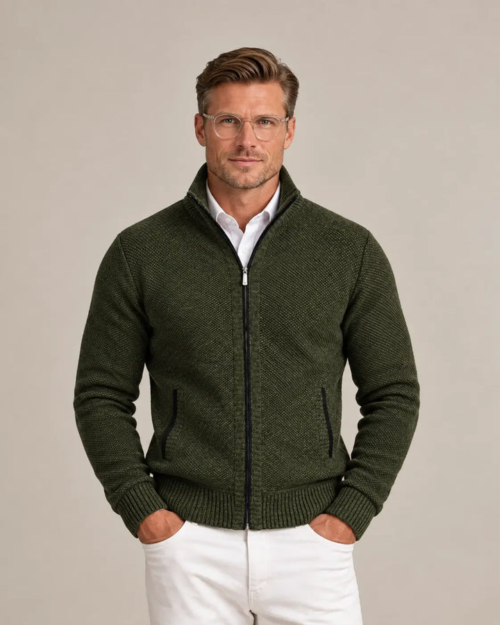 KNIT ZIP COLLAR SWEATER FOR MEN