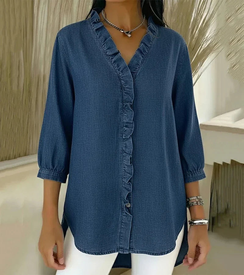 BEAUMONT NICE | BLOUSE EN DENIM COL V POUR FEMME