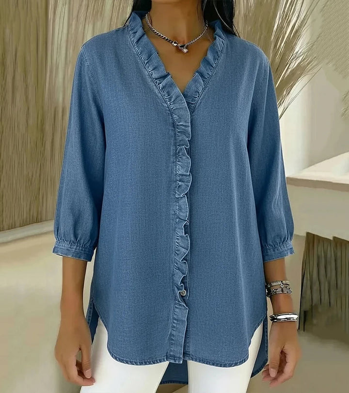 BEAUMONT NICE | BLOUSE EN DENIM COL V POUR FEMME