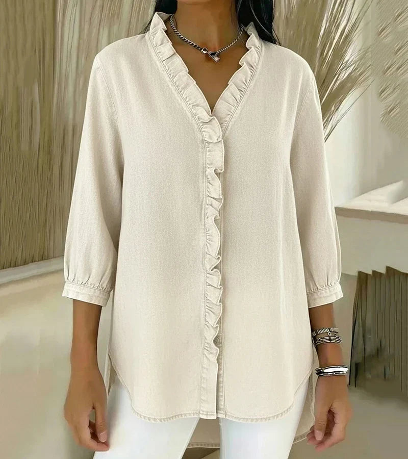BEAUMONT NICE | BLOUSE EN DENIM COL V POUR FEMME