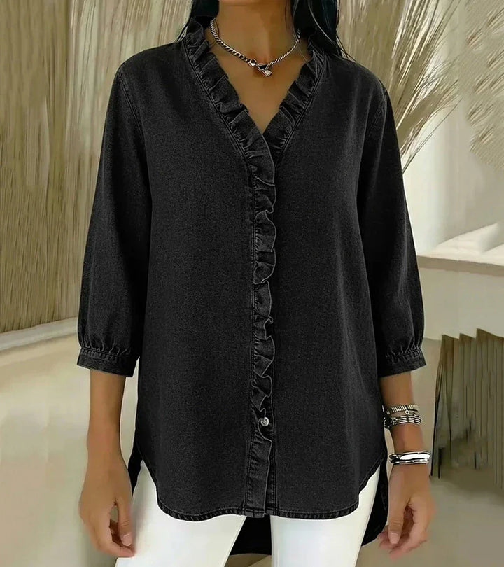 BEAUMONT NICE | BLOUSE EN DENIM COL V POUR FEMME