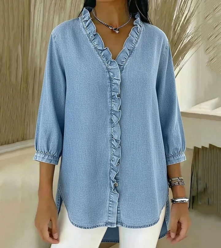 BEAUMONT NICE | BLOUSE EN DENIM COL V POUR FEMME