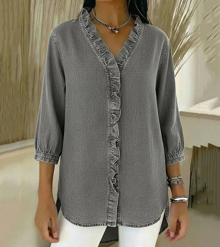 BEAUMONT NICE | BLOUSE EN DENIM COL V POUR FEMME