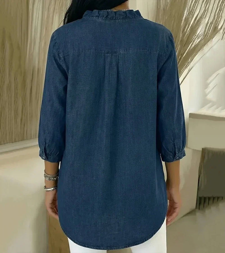 BEAUMONT NICE | BLOUSE EN DENIM COL V POUR FEMME