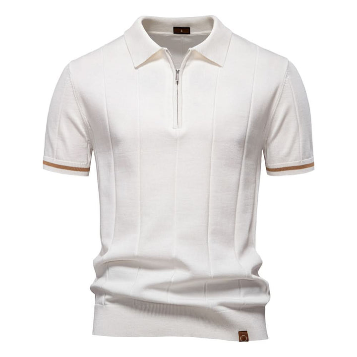 TEXTURED ZIP POLO FOR MEN