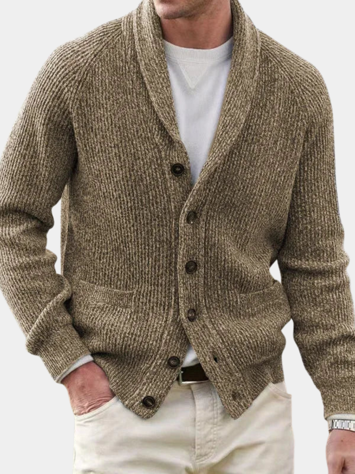 RIBBED SHAWL COLLAR CARDIGAN FOR MEN
