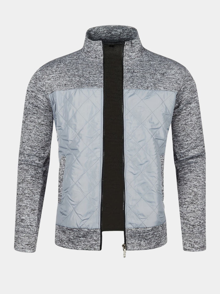 STAND COLLAR ZIP KNIT JACKET FOR MEN