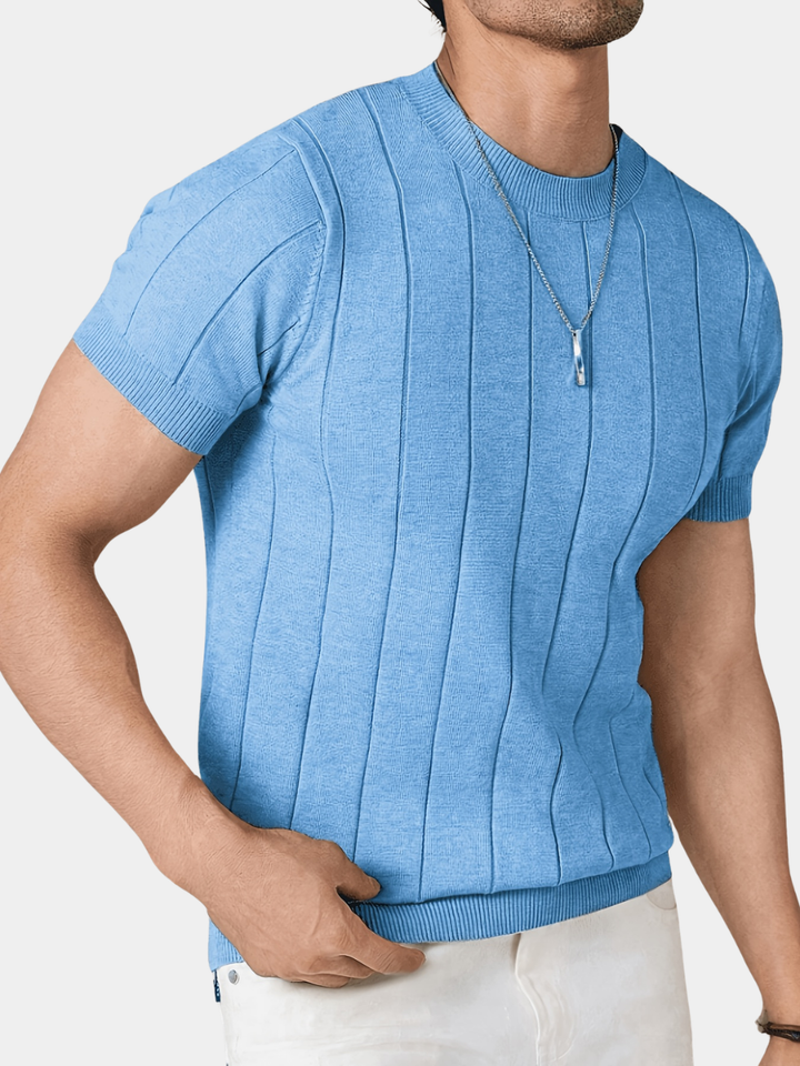 STRIPED RIB KNIT TOP FOR MEN