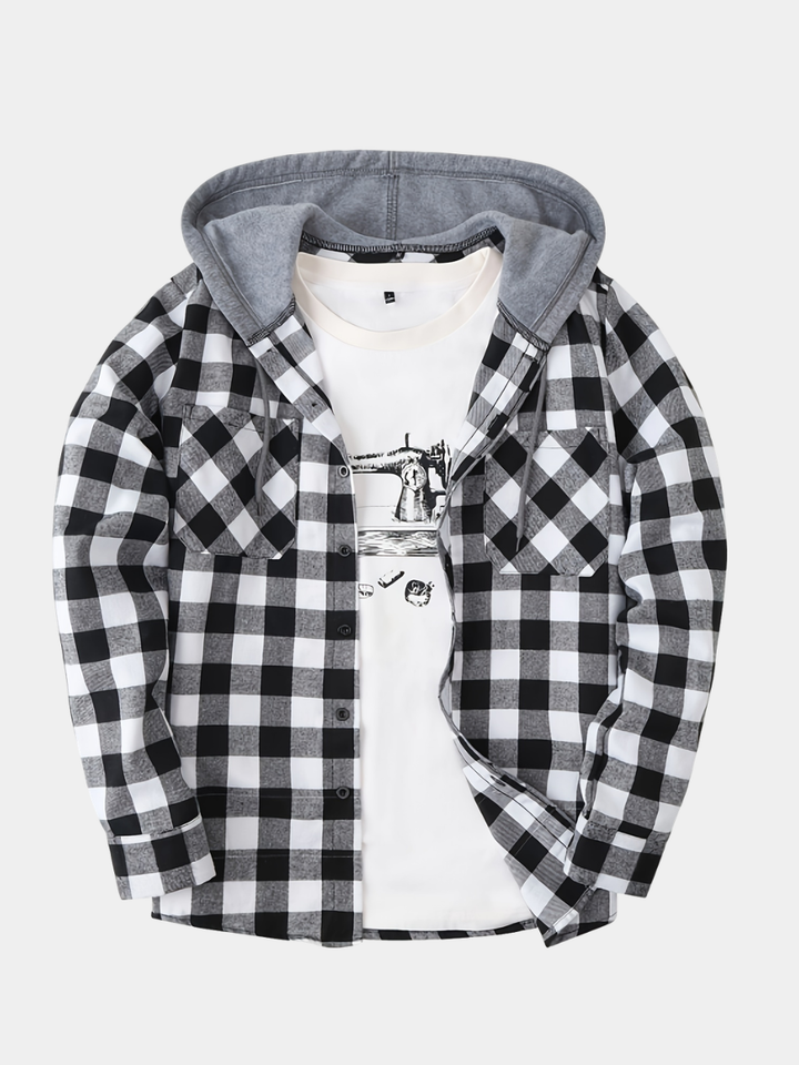 PLAID HOODED SWEATSHIRT FOR MEN