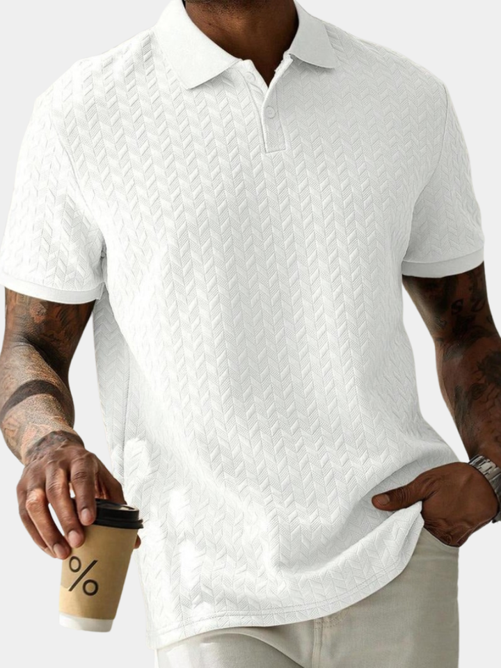 ZIGZAG KNIT POLO SHIRT FOR MEN