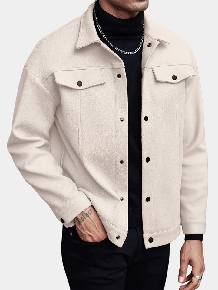 LAPEL POLYESTER JACKET FOR MEN