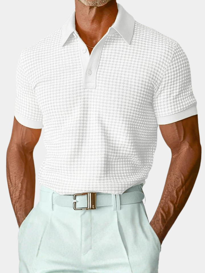 CHECKERED TEXTURE POLO SHIRT FOR MEN