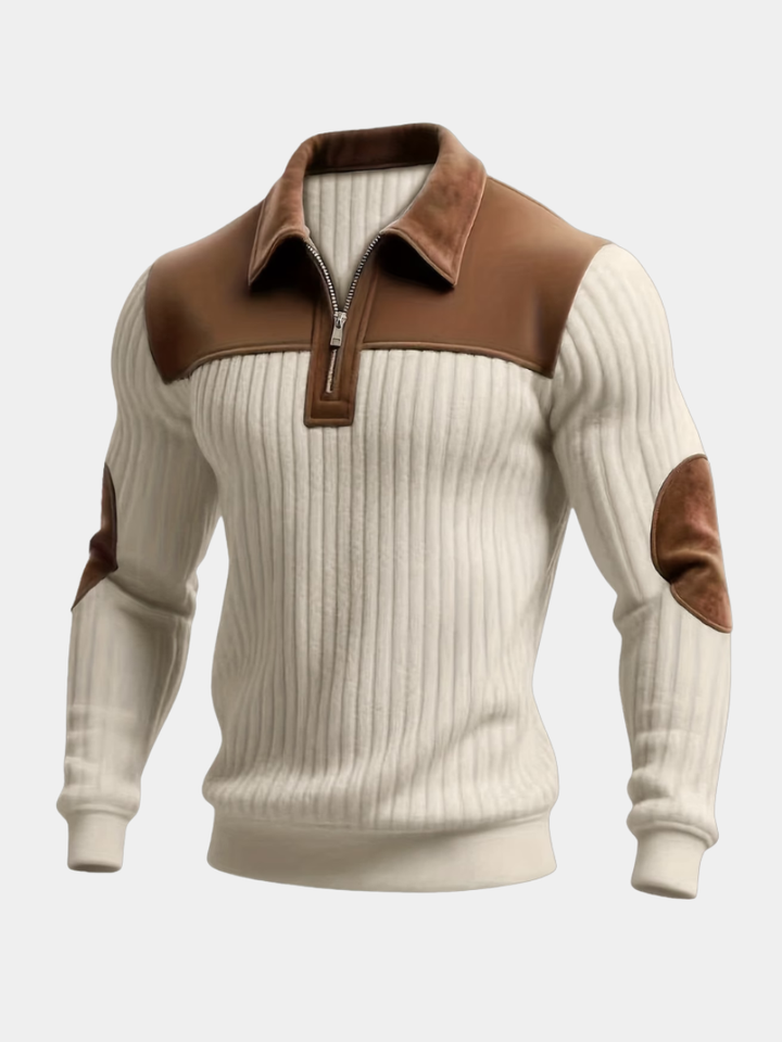 RIBBED HALF-ZIP POLO FOR MEN