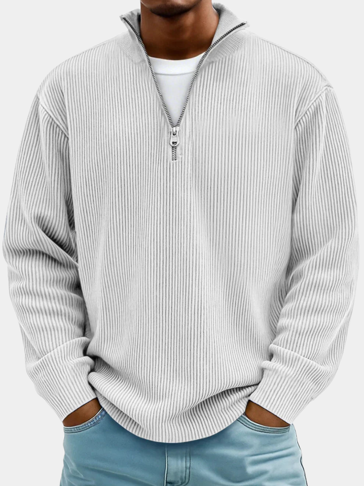 RIBBED ZIP NECK JUMPER FOR MEN