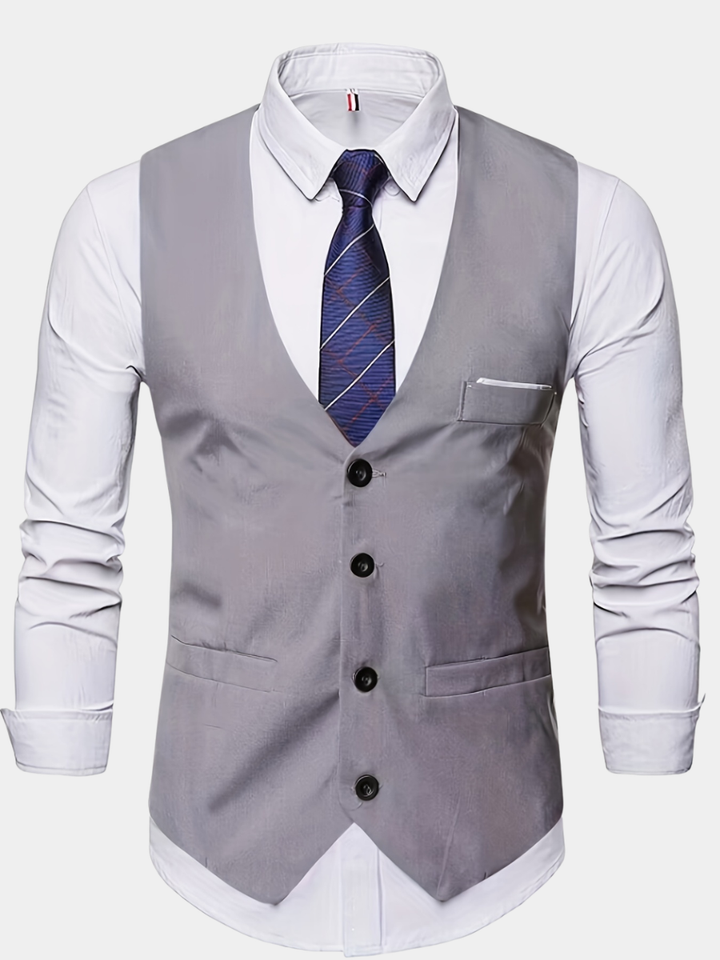 COLLARLESS POLYESTER VEST FOR MEN