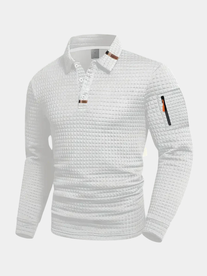 WAFFLE KNIT POLO FOR MEN