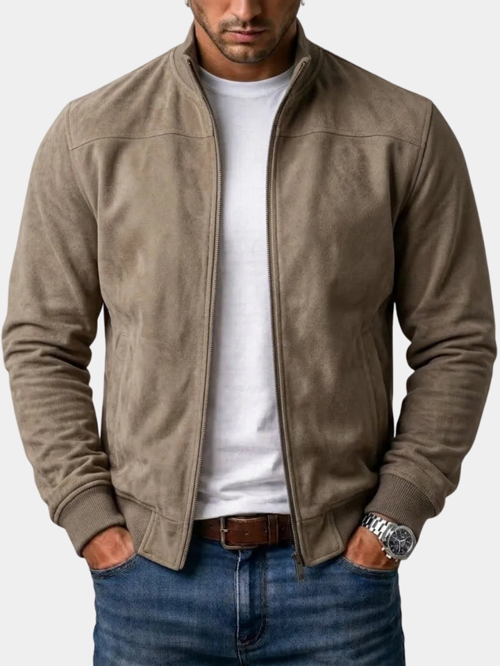 SUEDE RIBBED BOMBER JACKET FOR MEN