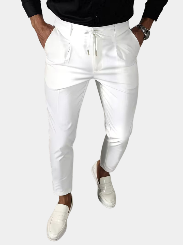 PLEATED TAPERED ANKLE TROUSERS FOR MEN