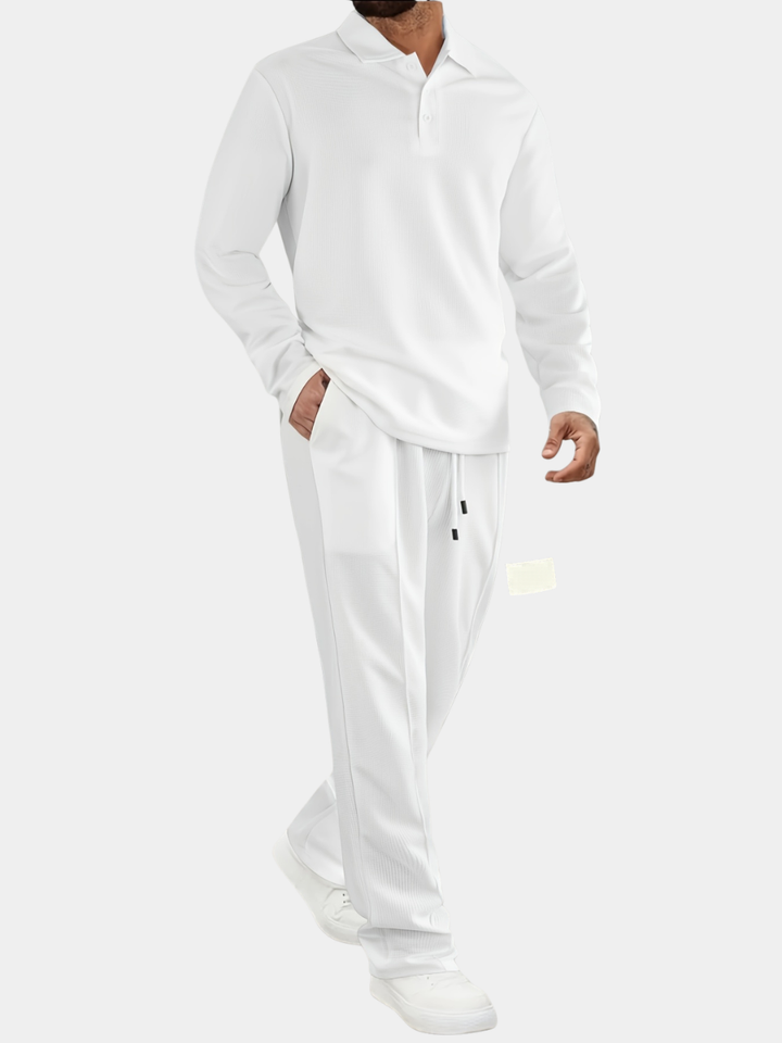 SOLID KNIT TWO-PIECE SET FOR MEN