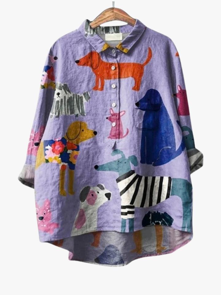 BEAUMONT NICE | BLOUSE MOTIFS CHIENS POUR FEMMES