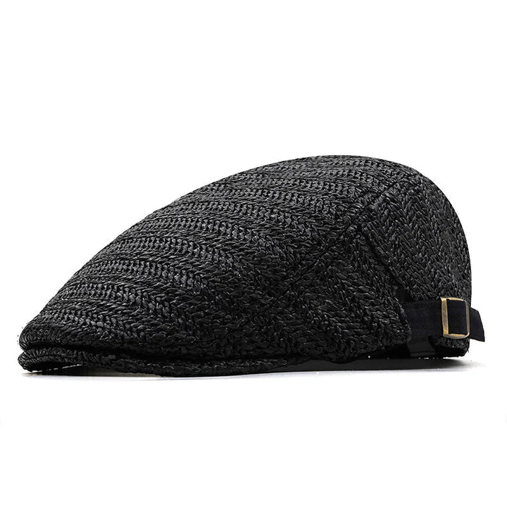 WOVEN STRAW FLAT CAP FOR MEN