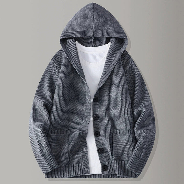 HOODED TEXTURED CARDIGAN FOR MEN