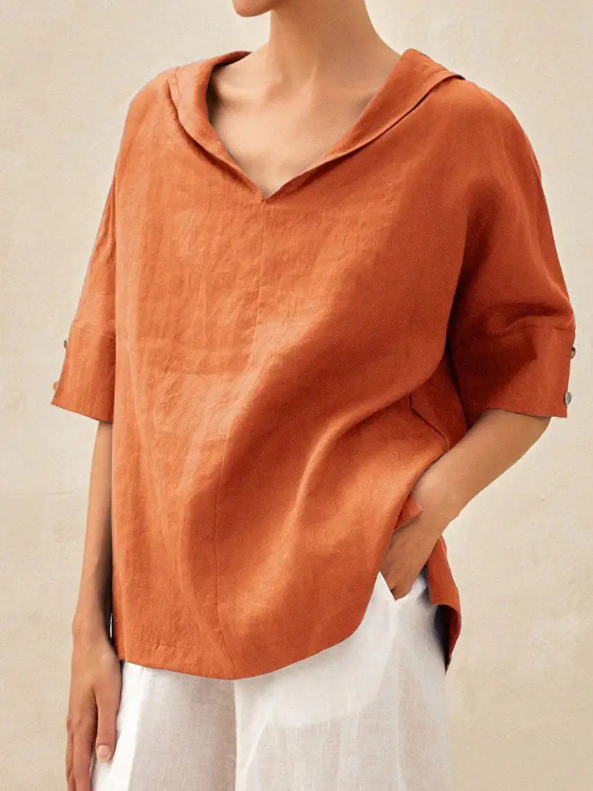 BEAUMONT NICE | BLOUSE EN LIN À COL EN V POUR FEMMES