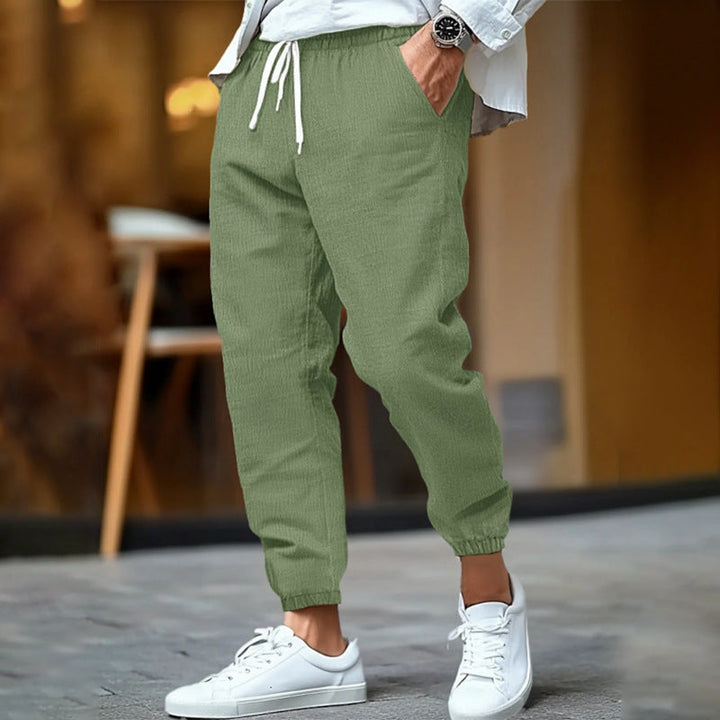 DRAWSTRING LINEN TROUSERS FOR MEN