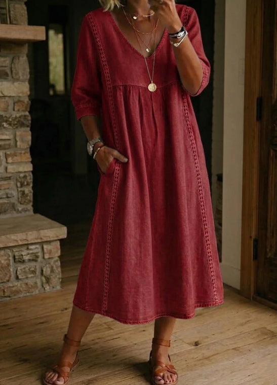 BEAUMONT NICE | ROBE MIDI CLASSIQUE COL V FEMME