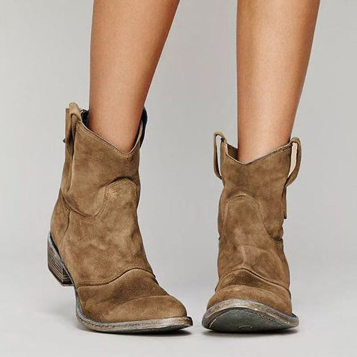 BEAUMONT NICE | BOTTES CLASSIQUES EN DAIM À TALONS BLOCS WESTERN POUR FEMMES