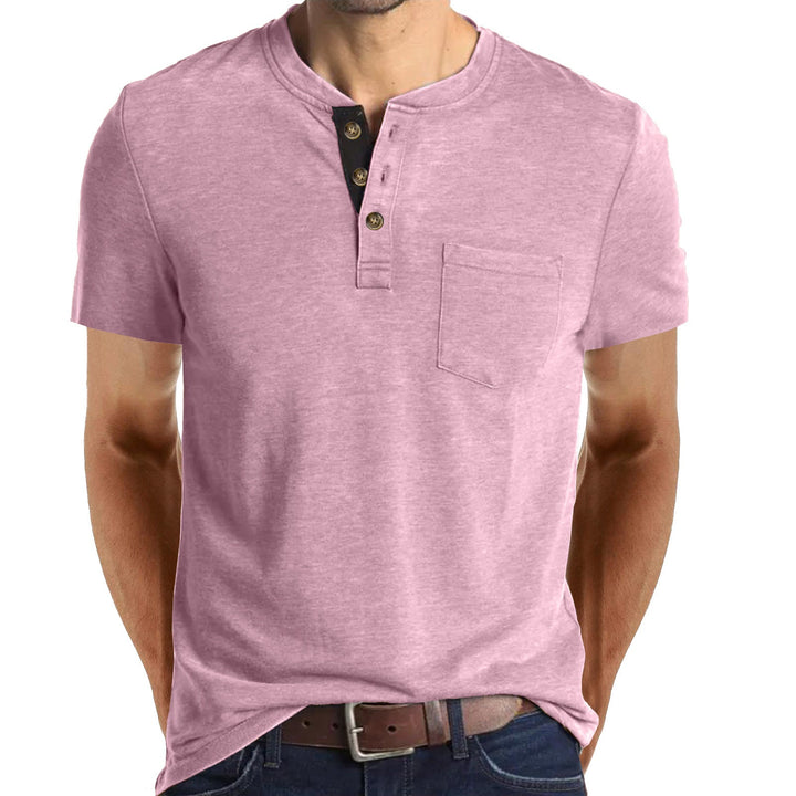 COTTON BLEND HENLEY TOP FOR MEN