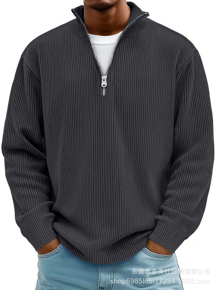 RIBBED ZIP NECK JUMPER FOR MEN