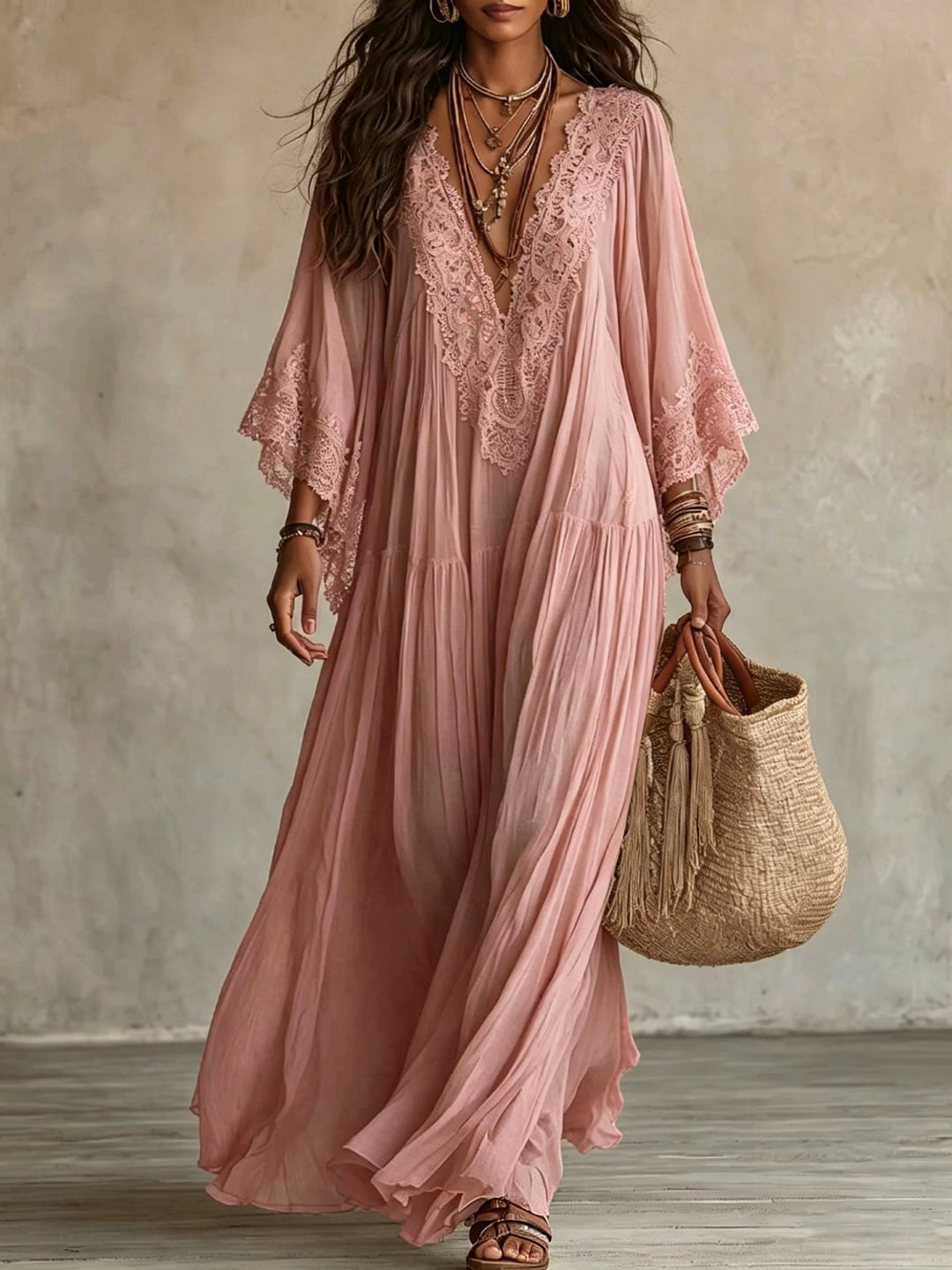 BEAUMONT NICE | ROBE MAXI AVEC DENTELLE POUR FEMMES