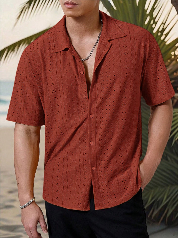 TEXTURED LAPEL SHIRT FOR MEN