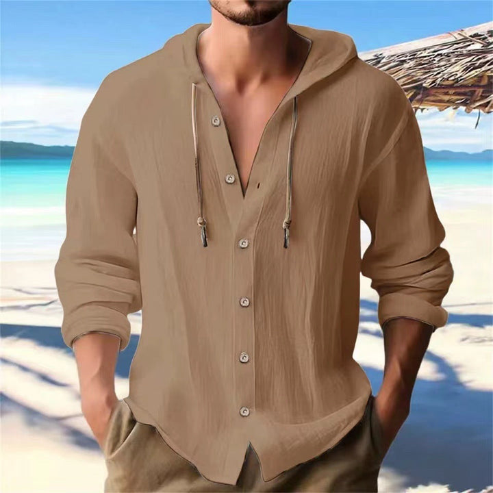 HOODED LINEN SHIRT FOR MEN