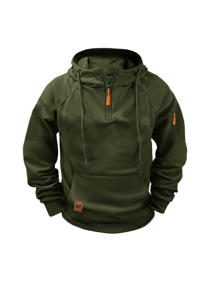 HALF ZIP HOODED SWEATSHIRT FOR MEN