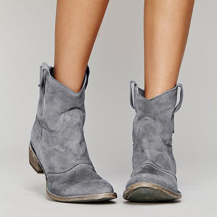 BEAUMONT NICE | BOTTES CLASSIQUES EN DAIM À TALONS BLOCS WESTERN POUR FEMMES