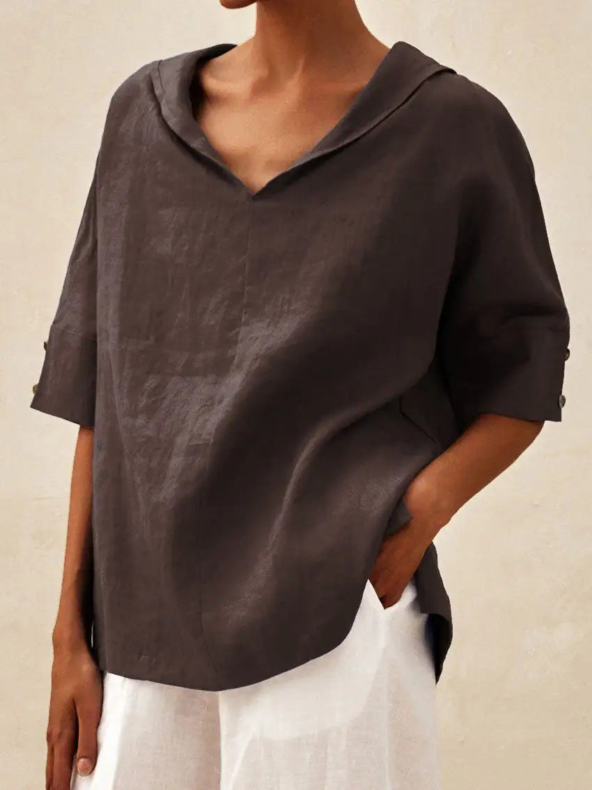 BEAUMONT NICE | BLOUSE EN LIN À COL EN V POUR FEMMES