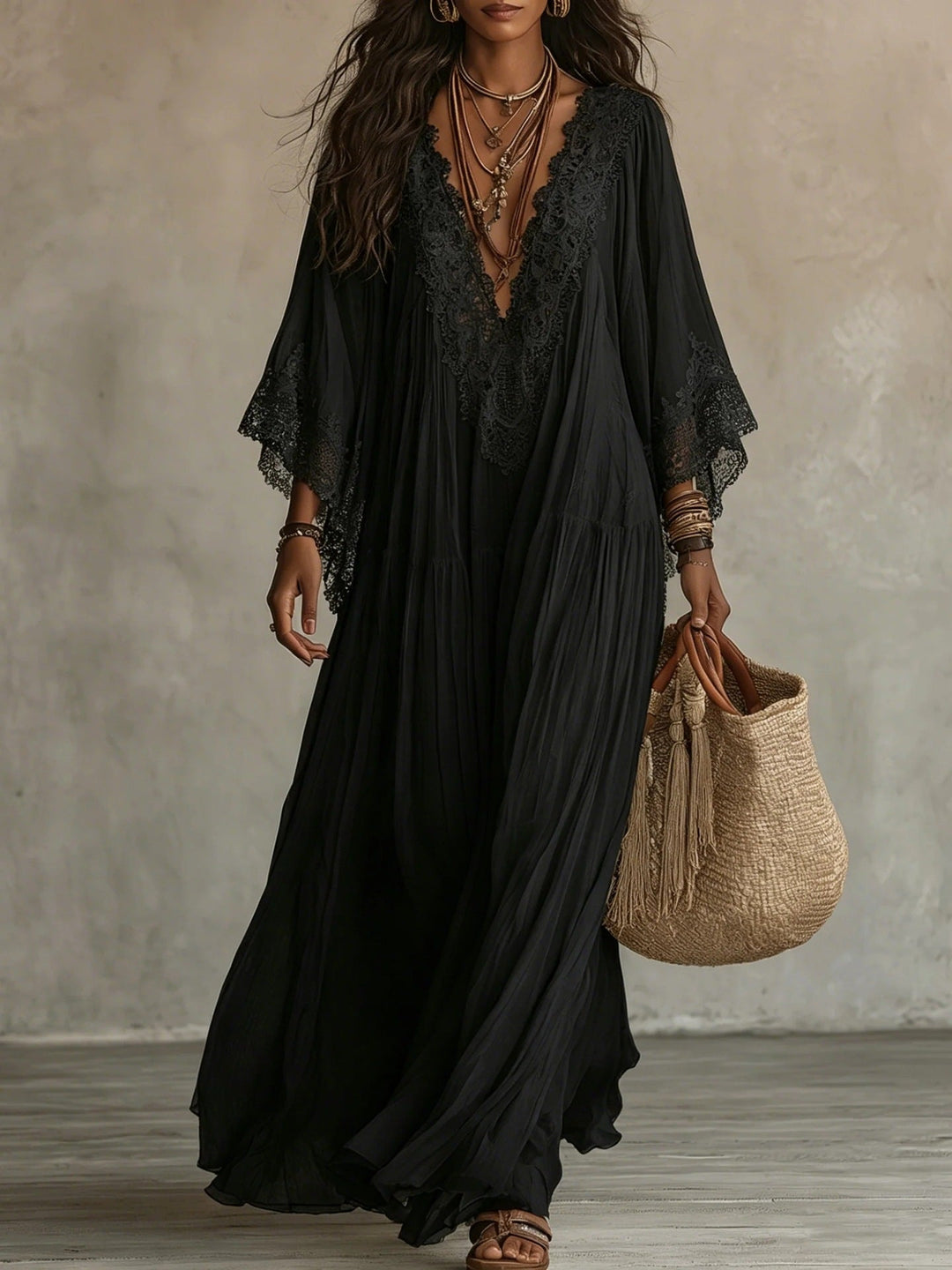BEAUMONT NICE | ROBE MAXI AVEC DENTELLE POUR FEMMES