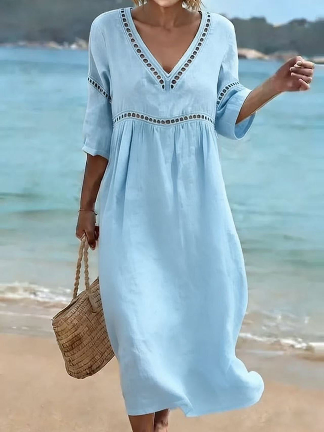 BEAUMONT NICE | CHIC ROBE MIDI À COL EN V POUR FEMMES