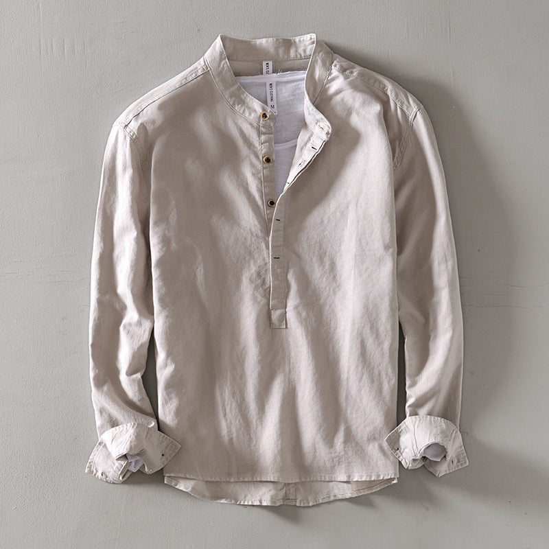 RELAXED STAND COLLAR SHIRT FOR MEN