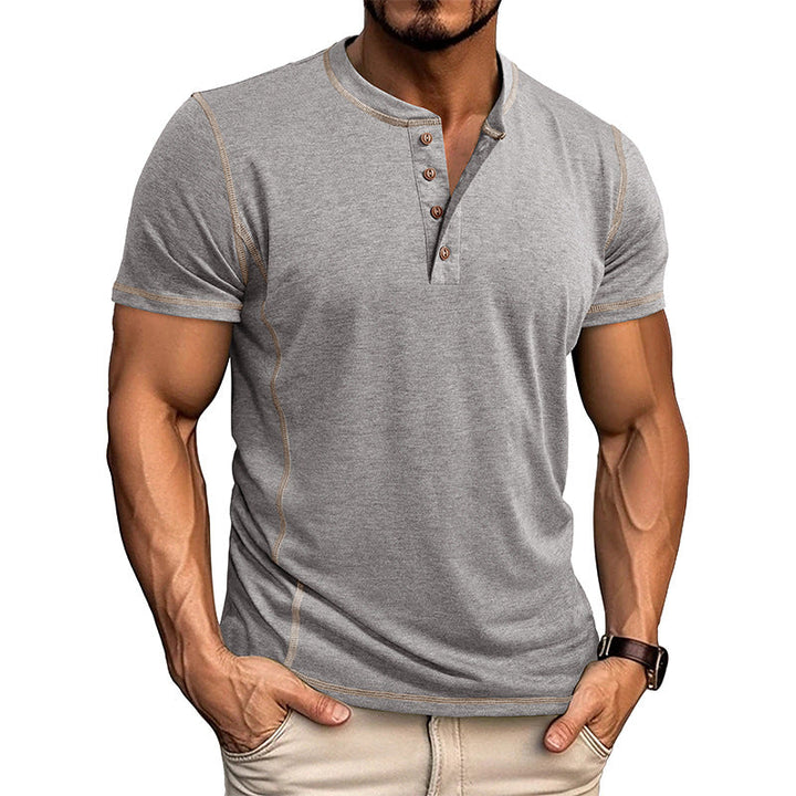 BUTTON HENLEY T-SHIRT FOR MEN