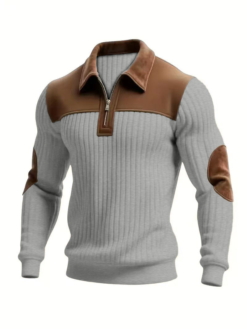 RIBBED HALF ZIP SWEATER FOR MEN
