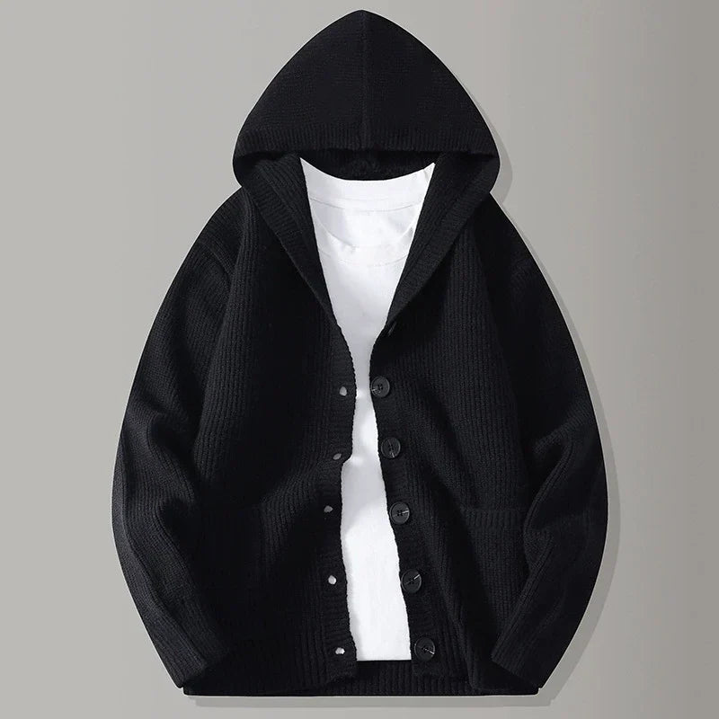 HOODED TEXTURED CARDIGAN FOR MEN