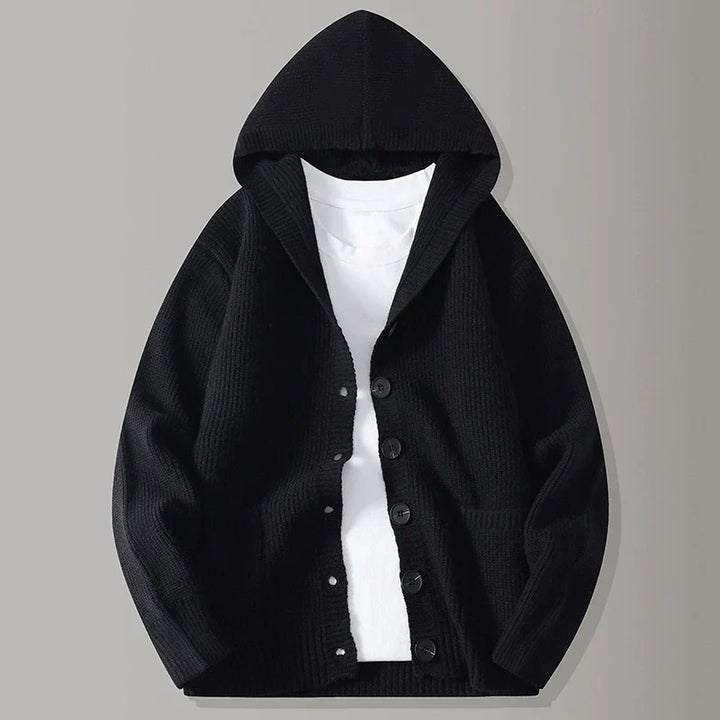 HOODED TEXTURED CARDIGAN FOR MEN